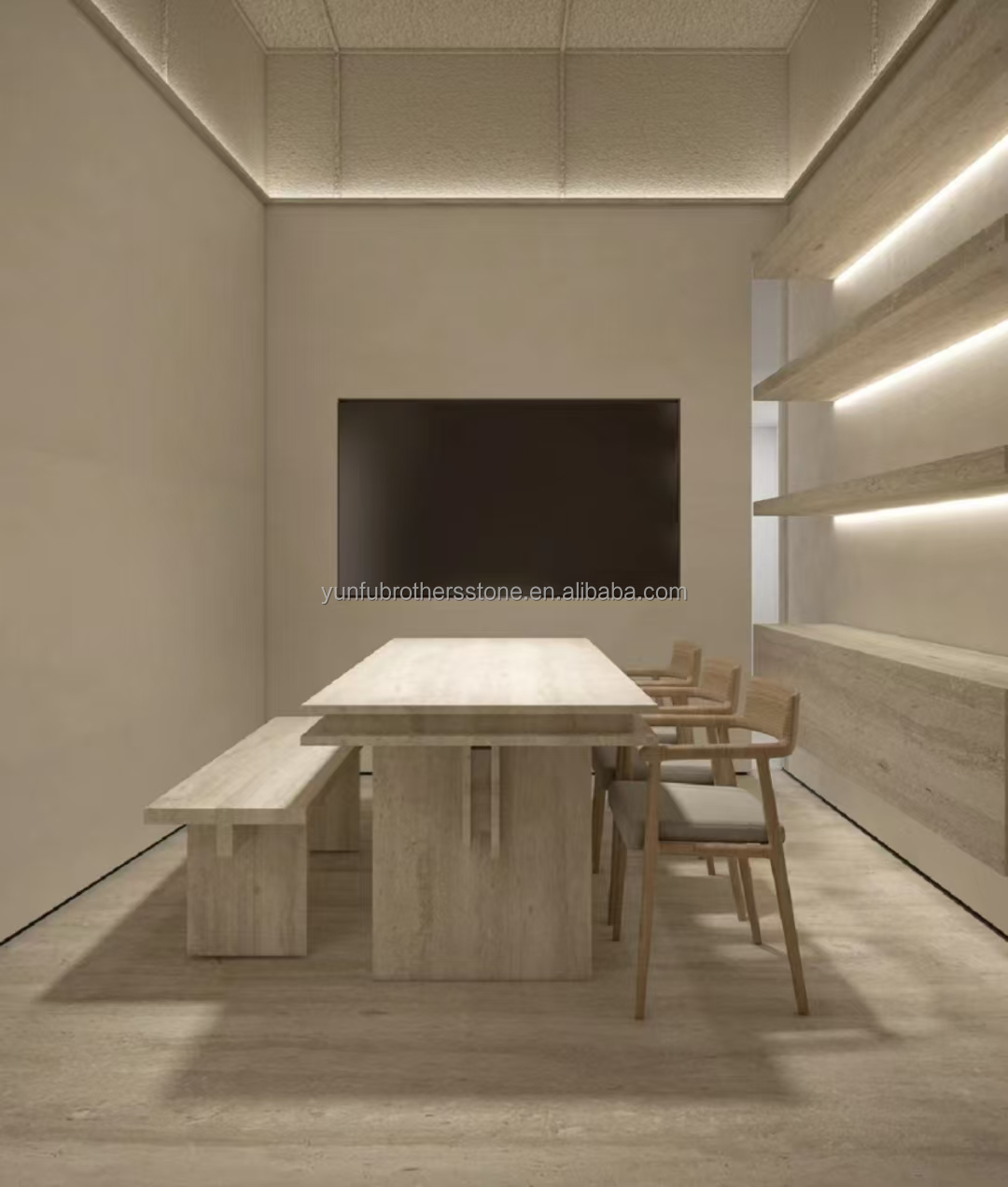Modern Material Beige Travertine with Good Polished Natural Stone For Wall Cladding Tiles