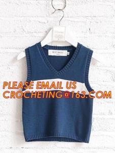 China Hot sale sleeveless, hand knit baby boys stylish sweaters, Fashion clothing kids knit vest pattern child sleeveless swea wholesale