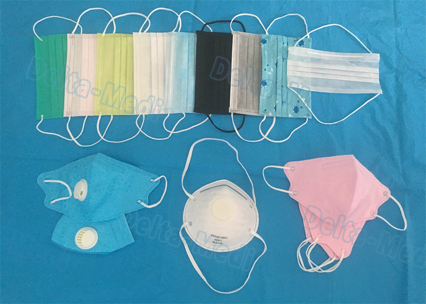 Green 3 Ply Non Woven Face Mask , Sterile Disposable Medical Face Masks