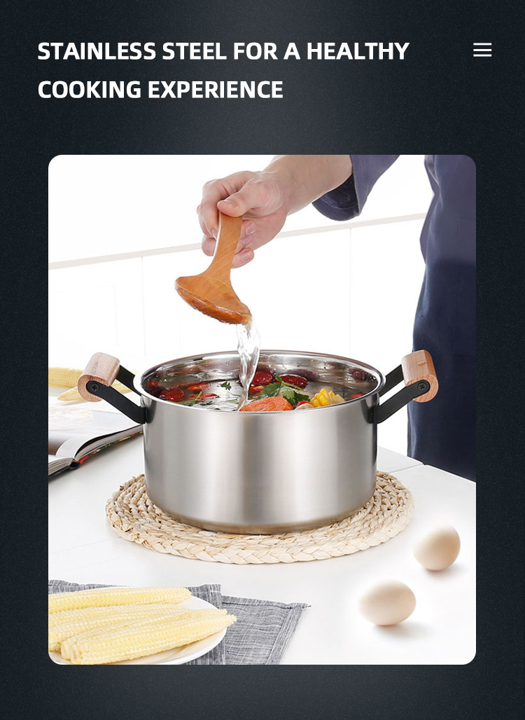 Factory Direct 3 Pieces Cooking Pot Set Kitchen Wares Set Pots And Pans Cookware Sets Cooking With Wooden Handle