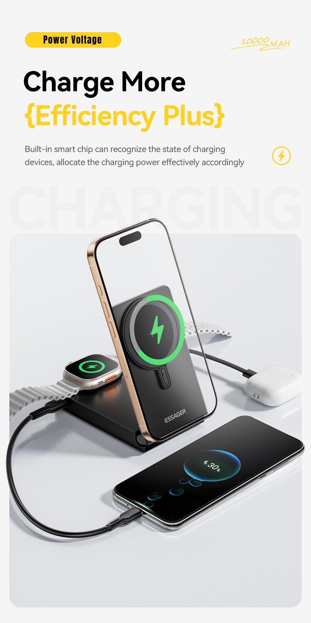 ESSAGER ES-D019 Wireless Magnetic Power Bank 10000mah Battery Bank