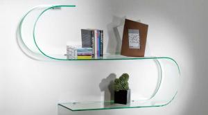 China Highly Adaptable Tempered Curved Glass Shelves , Store Glass Shelves wholesale