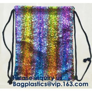Customized Sublimation Sequins Drawstring Bag Black And White Backpack Bag