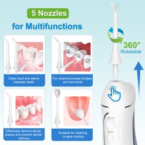 Water Dental Flosser Portable Oral Irrigator 300ML 4 Modes Rechargeable Tooth