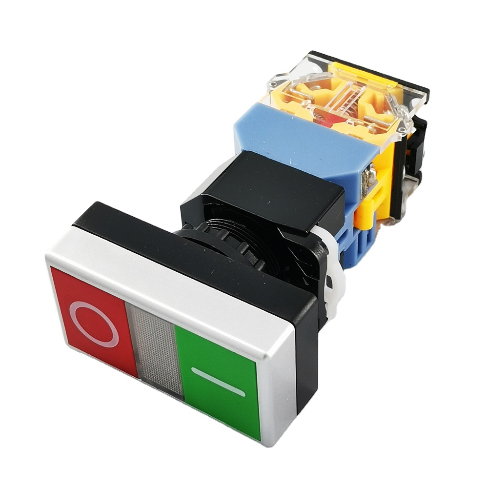 22mm LA38-11D 220VAC 1NO+1NC illuminated double-headed push button with pilot lights