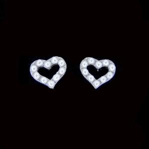 China Little Heart Shaped Earrings / Full Sterling Silver Freshwater Pearl Jewelry wholesale