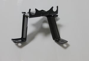 China metal stamping parts, black coated steel stamping support bracket wholesale