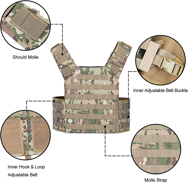 Military Camo Tactical Vest Gun Holster Jacket Air Soft CS Training 11x7x20"