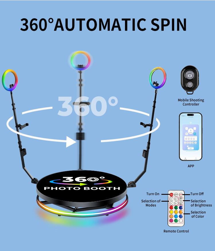 2023 SKY 360 Overhead Top Spinner Portable Photo Booth 4M Compact and Portable Design