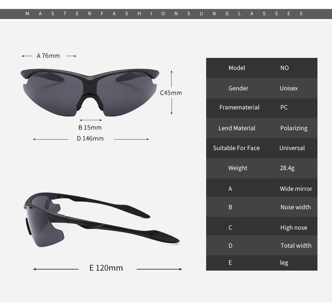 Outdoor Men Bike BSCI SGS Half Frame Glasses Windproof Sports Polarized Sunglasses