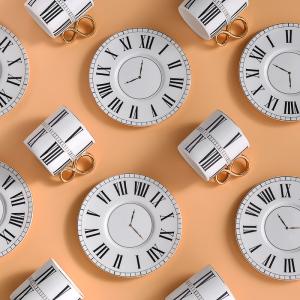 China Ceramic Set of 6 pieces Clock Number Design Gold Handle Modern Luxury Porcelain Espresso Coffee Cups Turkish Coffee cups wholesale