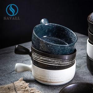 China Restaurants LFGB Black Porcelain Dinnerware Contemporary Handled Porcelain Bowl wholesale
