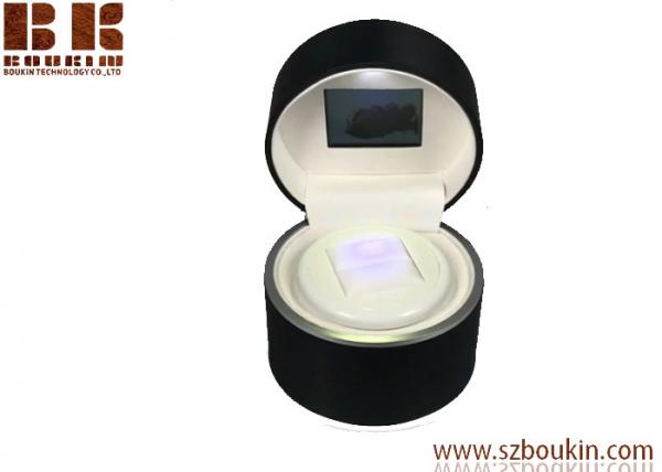 Many colour Rotatable Angles LED Wooden Jewelry Box with LCD screen