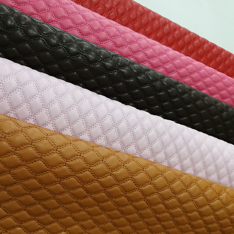 Wholesale quilted Synthetic embroidered PU shoe leather