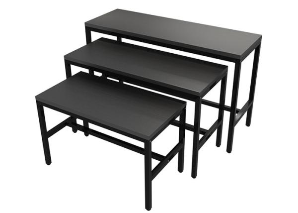 Wooden Panel Metal Frame Garment Display Stands Clothing Display Tables Black
