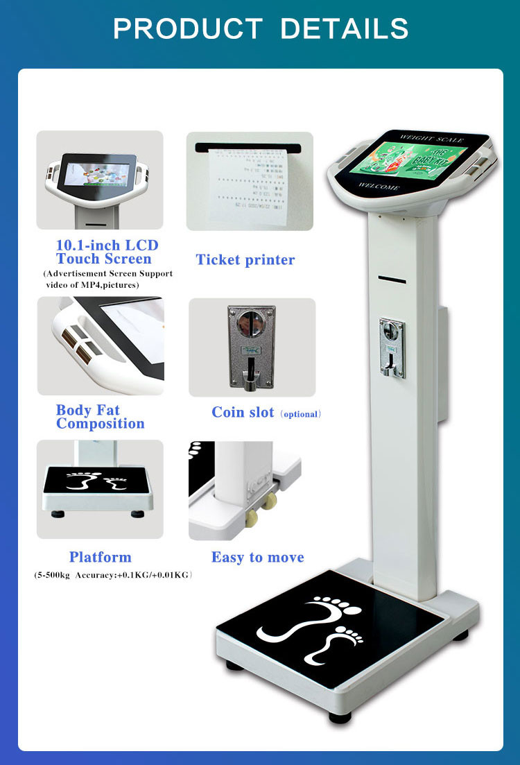 10.1" Body Fat Weight Scale Coin Operated Rs232 Weighing Scale