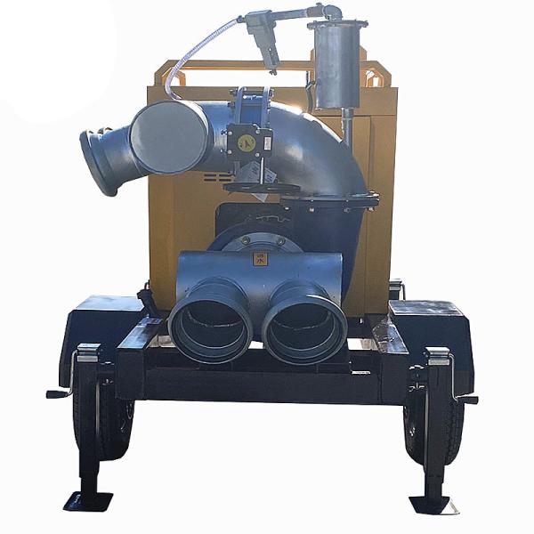 Trailer Mounted Water Pump Set Solid Handing 76mm Single Stage Pump Diesel Engine Self Priming Pump