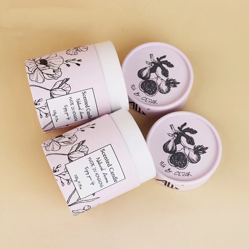 Candle Tea paper cylinder packaging Customizable Design Matt Lamination / Foil Stamp