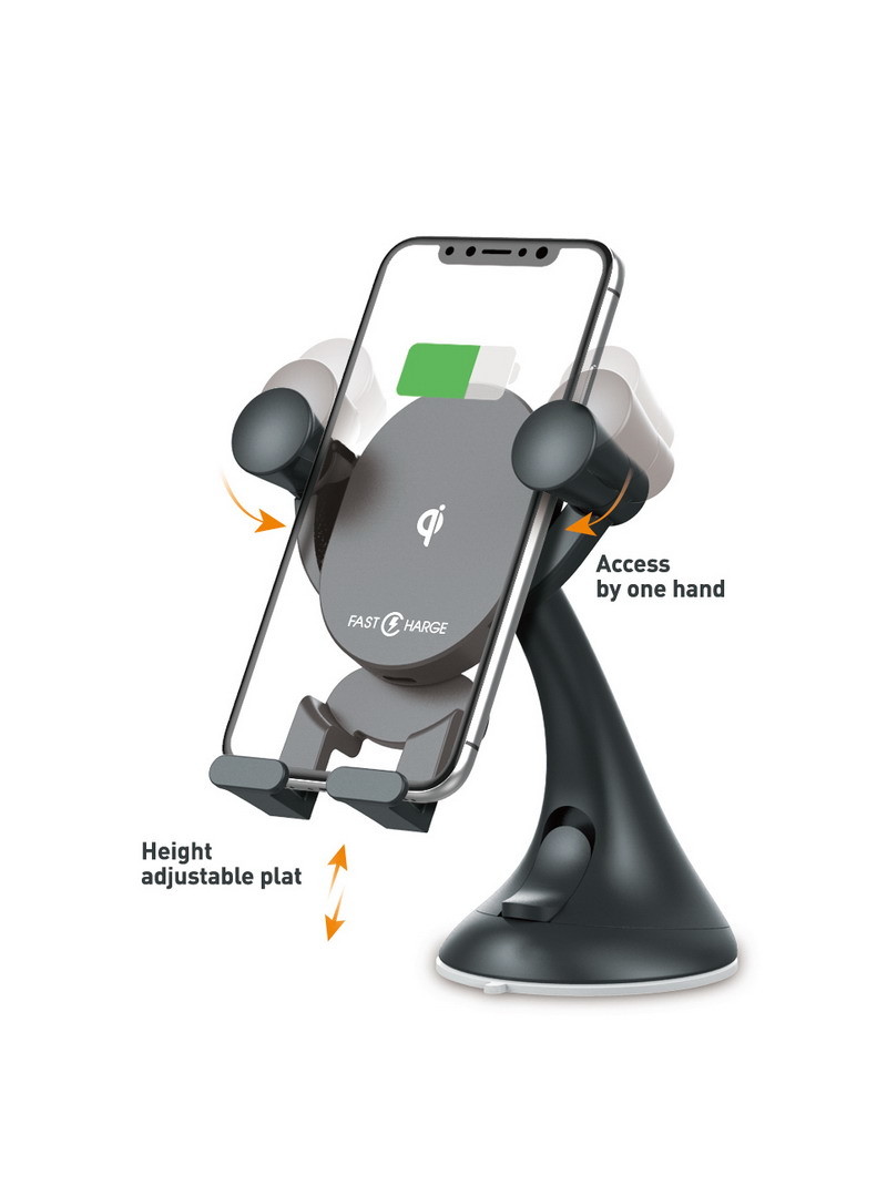 Mini Car Mount Qi Wireless Charger 360 Rotating Adjustable Qi Wireless Car Charger