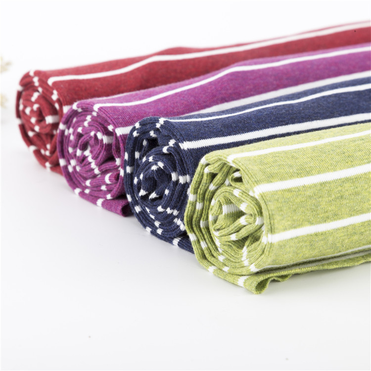 Yarn Dyed Cotton Interlock Fabric Colored Stretch Ribbed Material 1*1