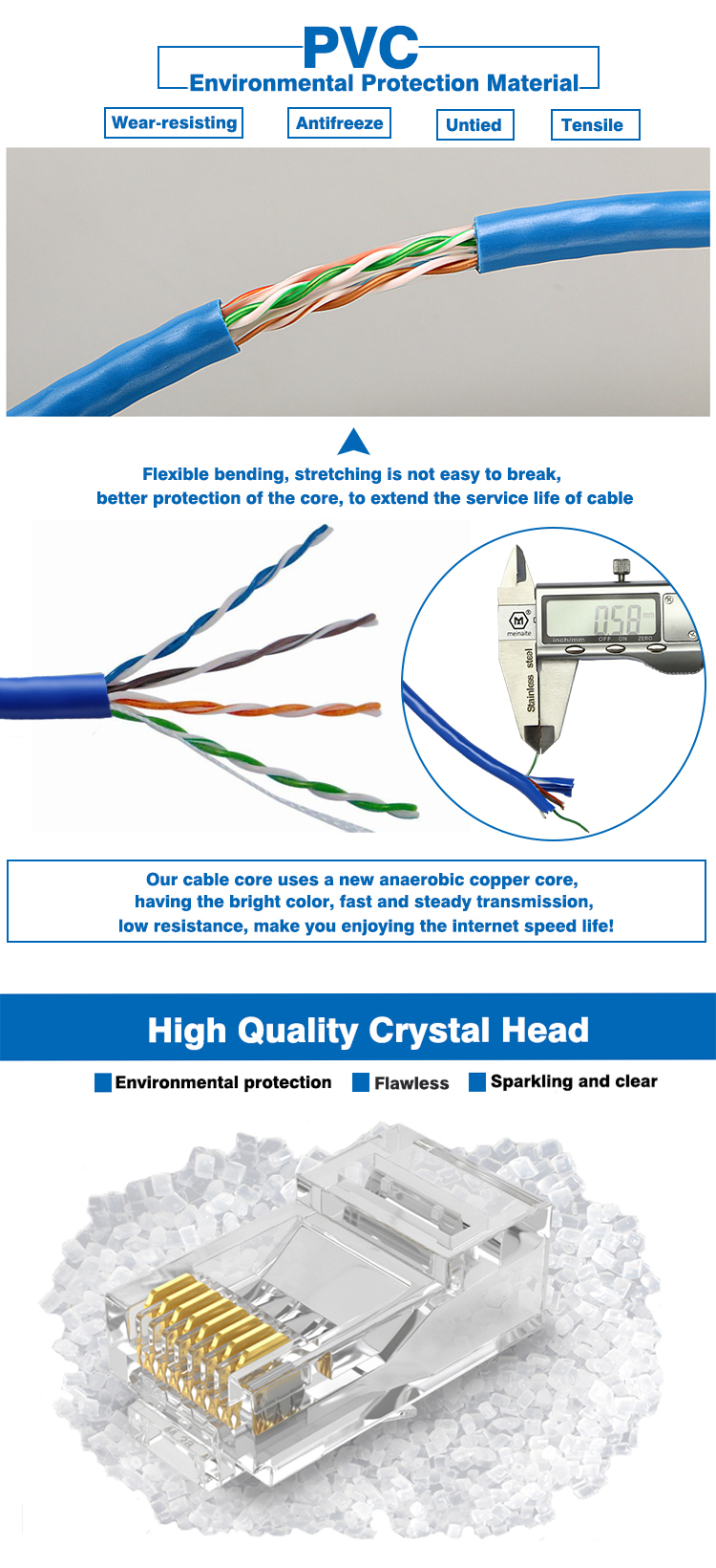 Antifreeze Cat5e Ethernet Cord , Wear Resisiting Cat5e Utp Patch Cord