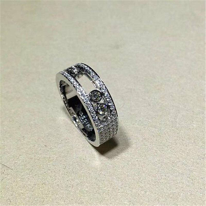 Luxury jewelry Luxury Jewelry Three drill sliding ring material 18k white gold yellow gold rose gold diamond ring