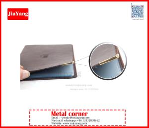 Diary or name card holder folding metal corner