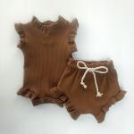 Stock and Custom Wholesale 100% Cotton Baby Clothing Set Summer Baby 3pcs Set