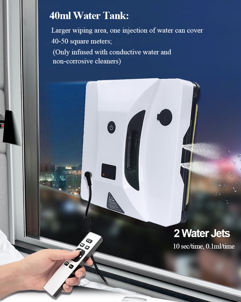 80W Brush Motor Glass Electric Handle Window Vacuum Cleaner Robot for Tall Buildings