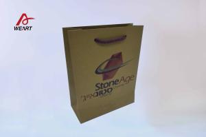 China Brown Custom Paper Shopping Bags , Kraft Paper Gift Bags With Violet Handle wholesale