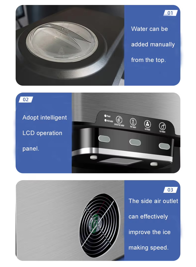 25kg Bullet Ice Making Machine for Small Home and Commercial 3 in 1 Water Dispenser Single Ice Time 8-12 Minutes