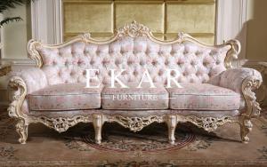 China Luxury Antique Chesterfield French Carved Living Room Fabric Sofa LS-A115T wholesale