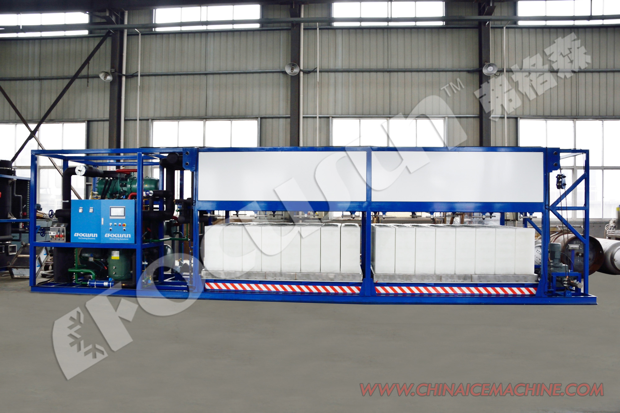 Danfoss Expansion Valve Industrial Ice Block Maker with PLC Touch Screen Control System