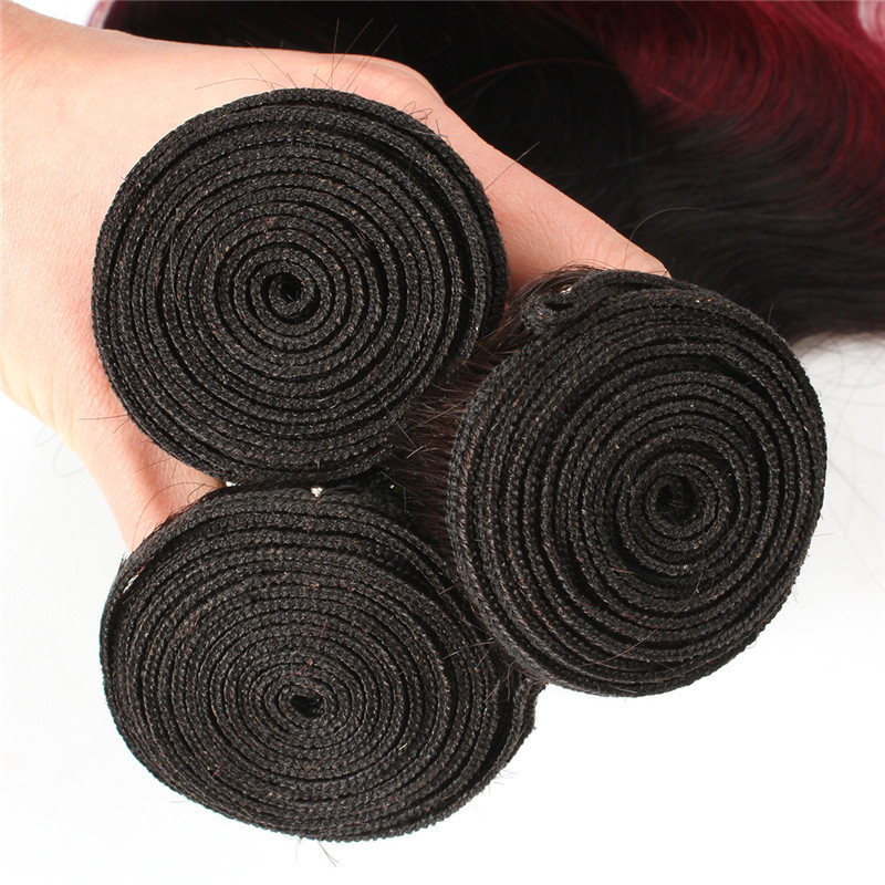 Unprodussed Remy Indian Virgin Hair Weft Body Wave Ombre Color 1B/99J