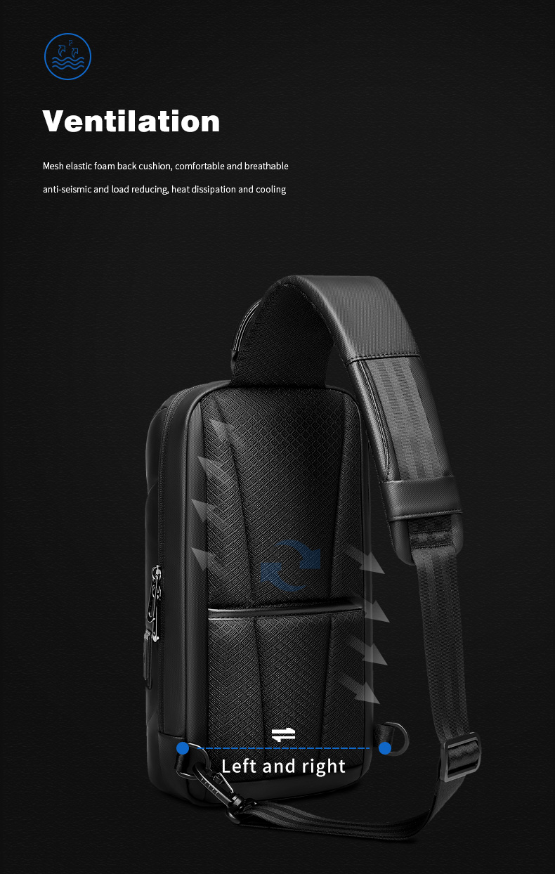 Custom Logo Polyester Mens Sling Bag Cross Body With Usb Charging