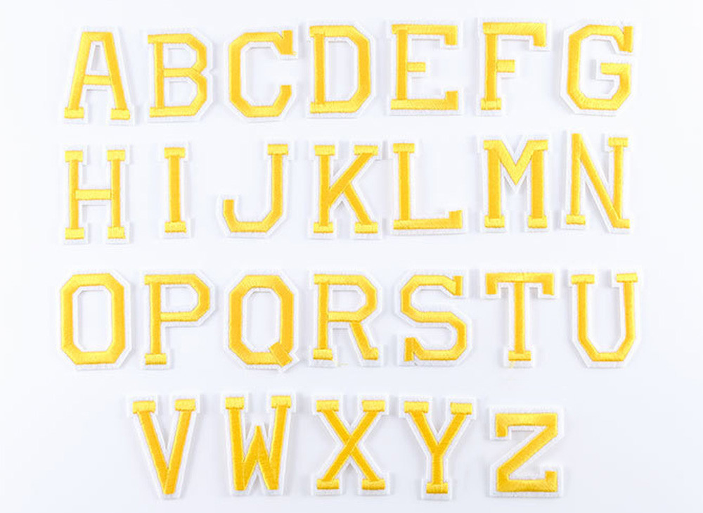 DIY Adhesive Letter Patches Iron On Backing Cotton Polyester Material