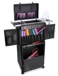 Professional Aluminium Hairdressing Tool Box , Universal Wheel Rod Hairdresser