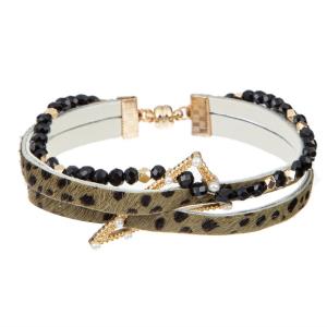 China KC-LBR070 Beads Leather Bracelet wholesale
