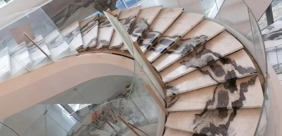 Custom Luxury Panda White Marble Stairs Natural Stone for Straight Staircase Design