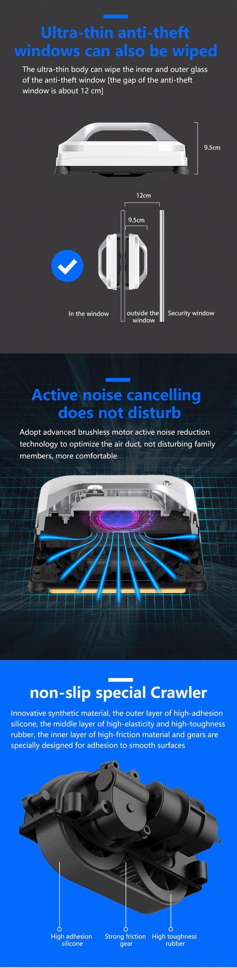 IR Glass Cleaning Robot Ultra Thin White Window Cleaner For Apartments