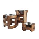 Made Modern Style Elevated BAMBOO Wooden Pet Food Feeder with Stainless Steel