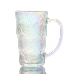China 300ml Crystal Coffee Mugs Glacier Glass Tumbler With Handle wholesale