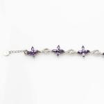 925 Silver Jewellery Quatrefoil Amethyst Cubic Zircon Tennis Bracelet (B04PURPLE