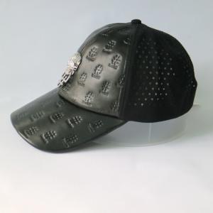 China Metal Skull Design Womens Leather Baseball Hat With Hole Waterproof wholesale
