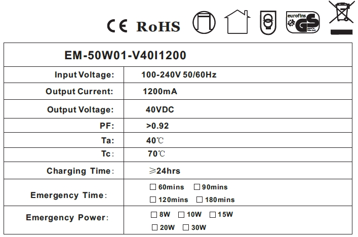 24w LED Emergency Driver for LED Lights ，700ma Power led driver