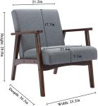 Fabric Arm Living Room Armchair Upholstered Wooden Bedroom Apartment Grey
