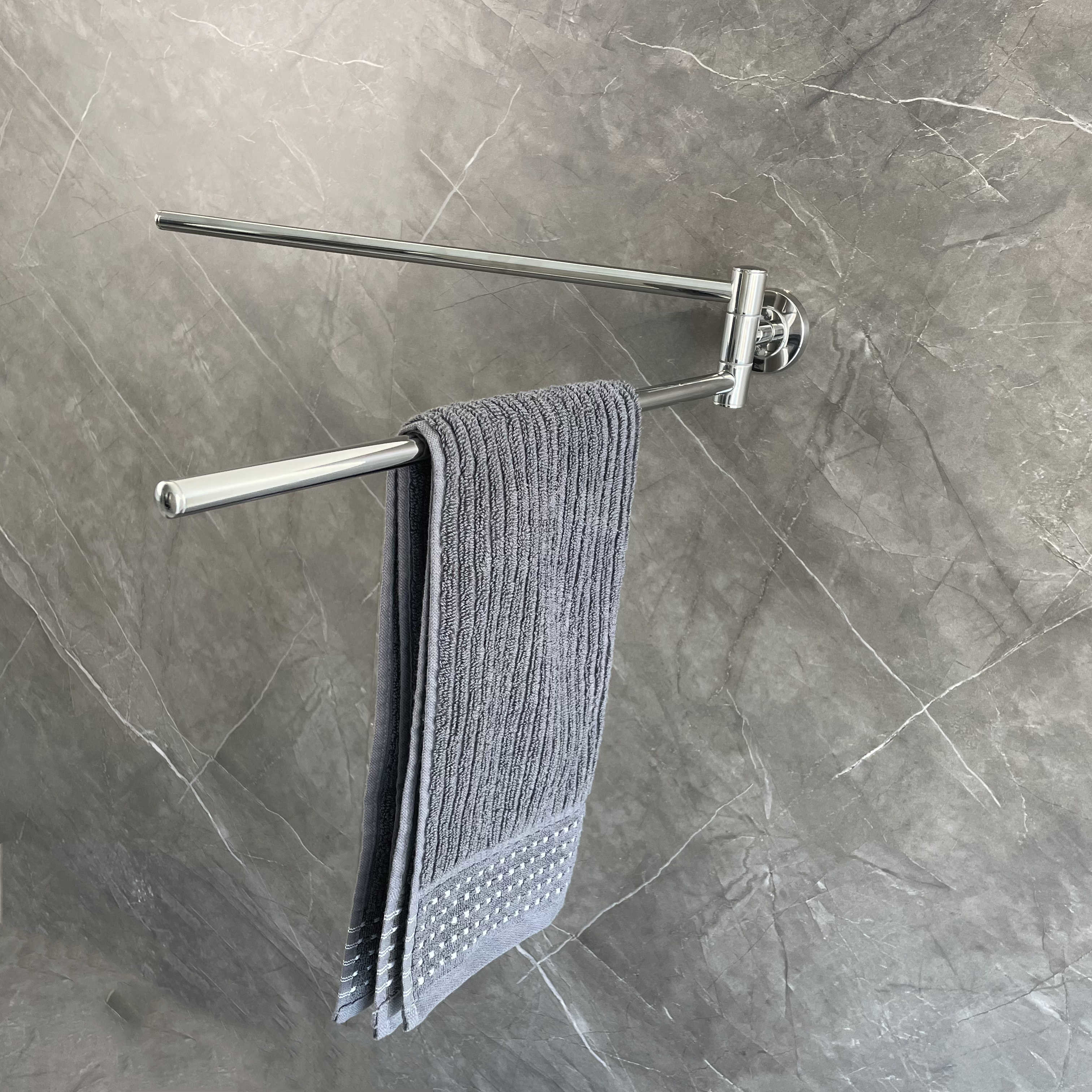 Swivel Bathroom Towel Bars Multifunctional 2 Arm Wall Mounted Sus304