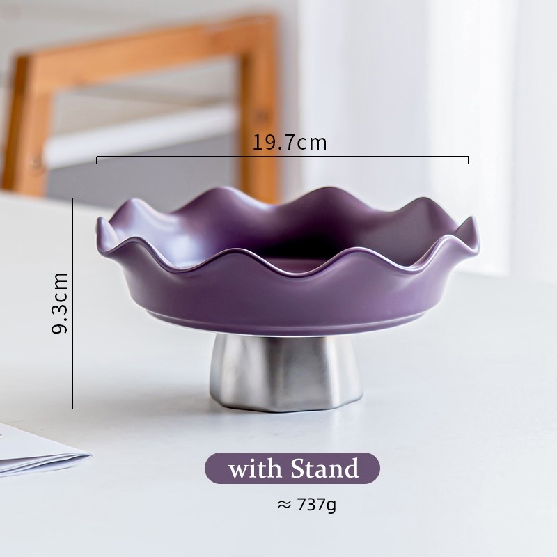 Salad Bowl European Luxury Home Decor Serving Dessert Bowls Snacks Sliver Stand Decorative Porcelain Fruit Bowl