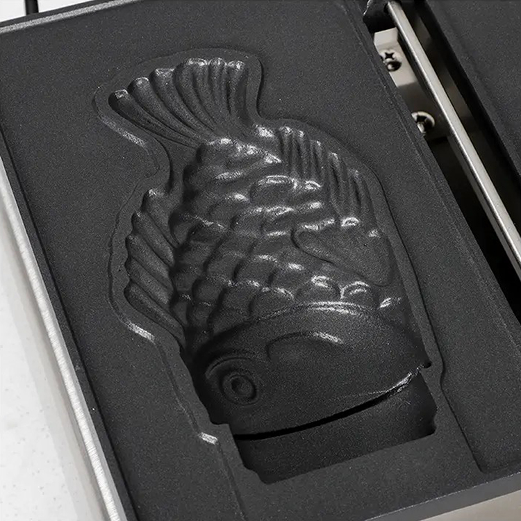 Double Waffle Maker Ice Cream Machine with Open Mouth Fish Shape and Timer 0-10 minutes