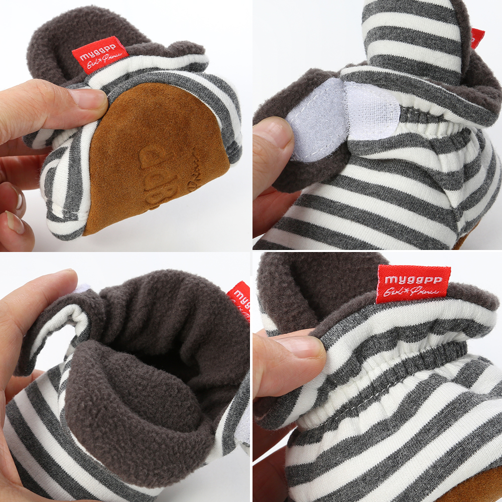 Wholesale cheap Cotton fabric striped print socks soft sole prewalk boy girl baby booties